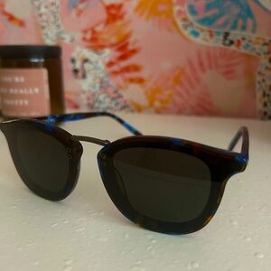 NWT KREWE Unisex Brown & Blue Tortoise Sunglasses Polarized UV Protection